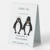 Plaque De Table Mariage de conception de pingouin (Verso)