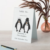 Plaque De Table Mariage de conception de pingouin (En SItu (Tableau))