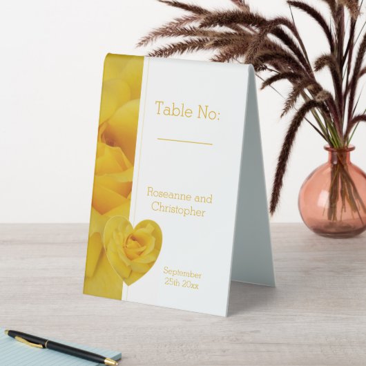 Plaque De Table Mariage de conception du coeur rose jaune (En SItu (Tableau))