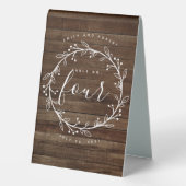 Plaque De Table Mariage de couronne de bois rustique moderne (Verso)