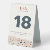 Plaque De Table Mariage de dalle Terrazzo double face (Recto)