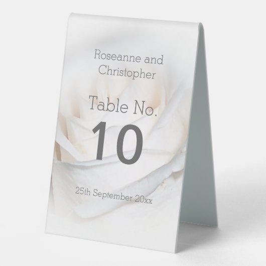 Plaque De Table Mariage de design Rose blanche (Verso)