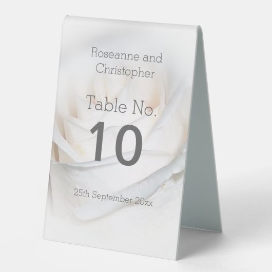 Plaque De Table Mariage de design Rose blanche (Recto)
