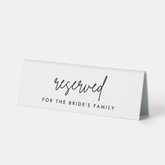 Plaque De Table Mariage de famille d'une mariée réservée moderne S (Recto)