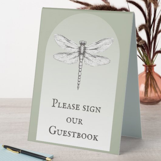 Plaque De Table Mariage de libellules de Sage Green (En SItu (Tableau))