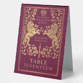 Plaque De Table Mariage de Lion médiéval royal rouge (Recto)