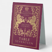 Plaque De Table Mariage de Lion médiéval royal rouge (Verso)