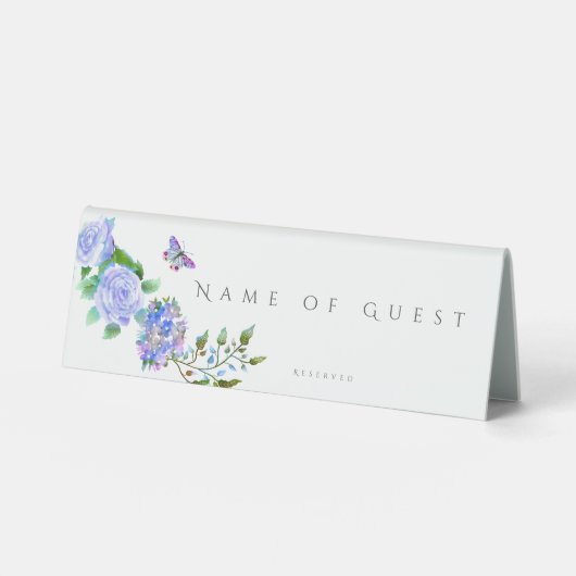 Plaque De Table Mariage de monogramme Rose bleu (Recto)