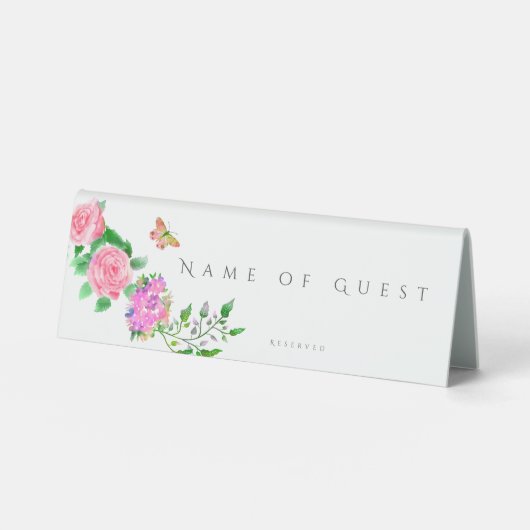 Plaque De Table Mariage de monogramme rose rose (Recto)