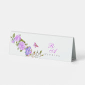 Plaque De Table Mariage de monogramme Rose violet (Verso)