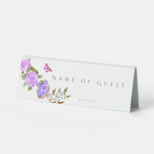 Plaque De Table Mariage de monogramme Rose violet (Recto)