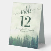 Plaque De Table Mariage de pin vert rustique Numéro de tableau (Recto)