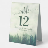 Plaque De Table Mariage de pin vert rustique Numéro de tableau (Verso)