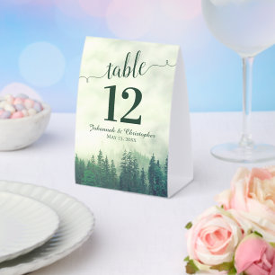 Plaque De Table Mariage de pin vert rustique Numéro de tableau