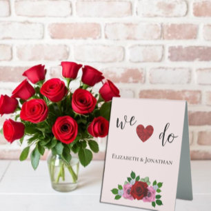 Plaque De Table Mariage de roses rouges et roses