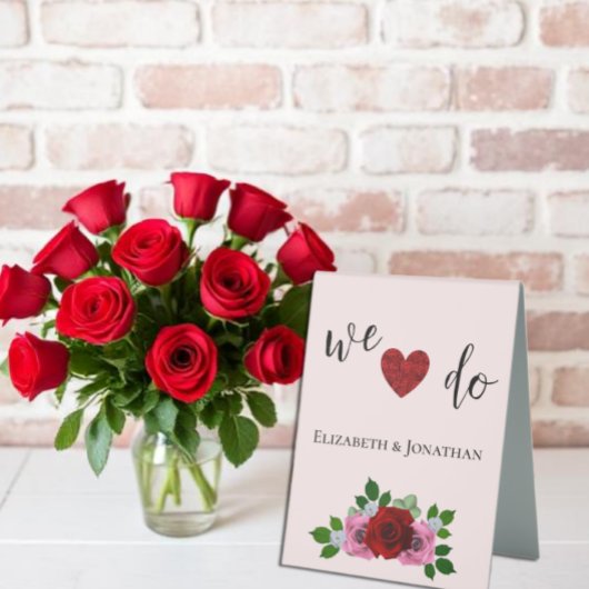 Plaque De Table Mariage de roses rouges et roses