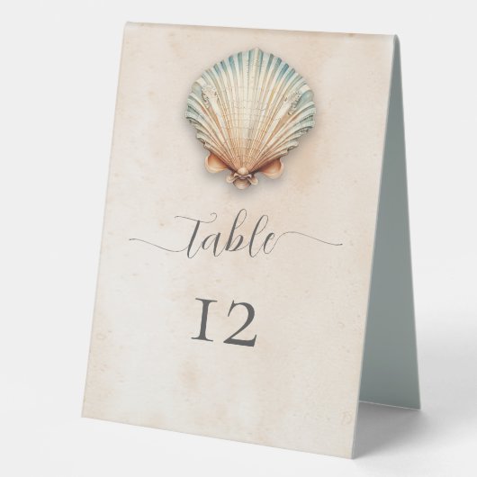 Plaque De Table Mariage de sable de coquillage moderne (Recto)