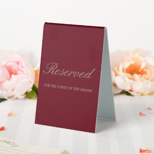 Plaque De Table Mariage de script Burgundy personnalisé réservé