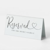Plaque De Table Mariage De Script Coeur Noir Et Blanc Réservé (Recto)