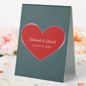 Plaque De Table Mariage de script gris ardoise du coeur rouge (In SItu (Mariage))