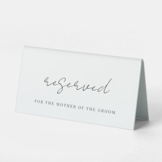 Plaque De Table Mariage de script minimal moderne Siège réservé (Verso)