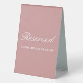 Plaque De Table Mariage de script moderne Dusty rose & blanc Réser (Verso)