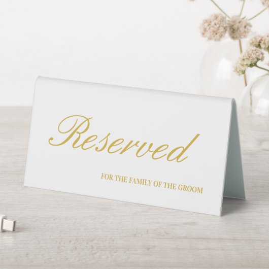 Plaque De Table Mariage de script moderne Gold & White Réservé  (En SItu (Tableau))