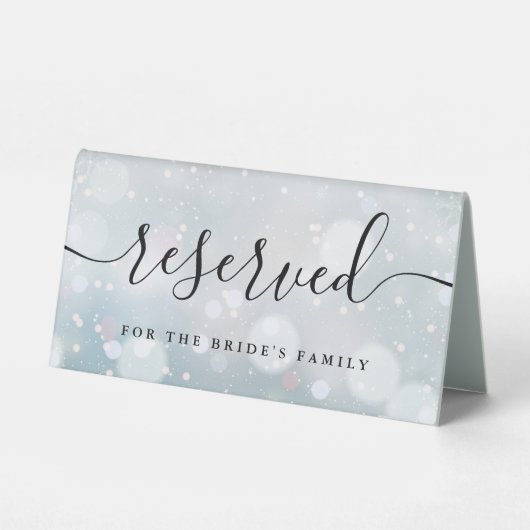 Plaque De Table Mariage de script noir d'hiver réservé (Verso)