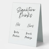 Plaque De Table Mariage de script noir et blanc (Recto)