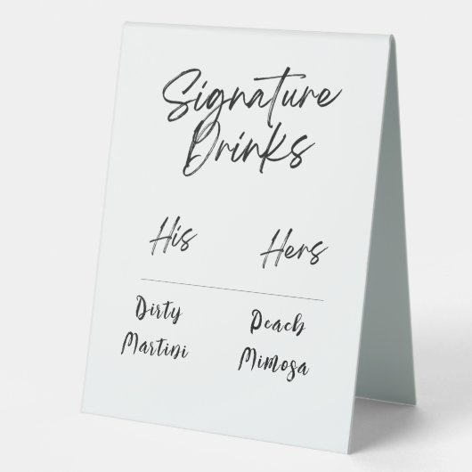 Plaque De Table Mariage de script noir et blanc (Recto)