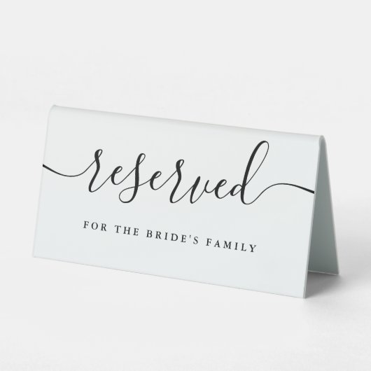 Plaque De Table Mariage de script noir et blanc réservé (Recto)