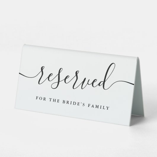Plaque De Table Mariage de script noir et blanc réservé (Verso)