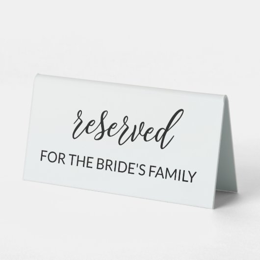 Plaque De Table Mariage de script noir et blanc réservé (Recto)