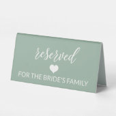 Plaque De Table Mariage de script Sage Green Réservé (Verso)