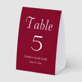 Plaque De Table Mariage de style simple rouge canneberge (Verso)
