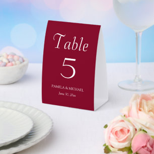 Plaque De Table Mariage de style simple rouge canneberge