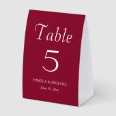 Plaque De Table Mariage de style simple rouge canneberge (Recto)