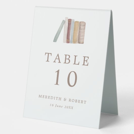 Plaque De Table Mariage de thème des livres aquarelle (Recto)