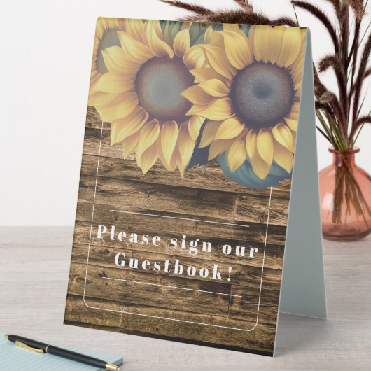 Plaque De Table Mariage de tournesol rustique (En SItu (Tableau))