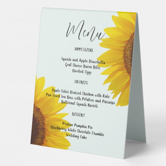 Plaque De Table Mariage de tournesols Menu Table Tente Signal (Verso)