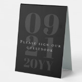 Plaque De Table Mariage de type Gras minimaliste noir (Verso)
