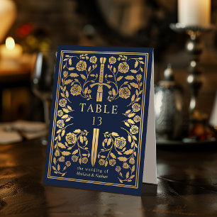 Plaque De Table Mariage d'épée médiévale bleu Royal