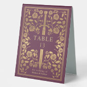 Plaque De Table Mariage d'épée médiévale Mauve (Recto)