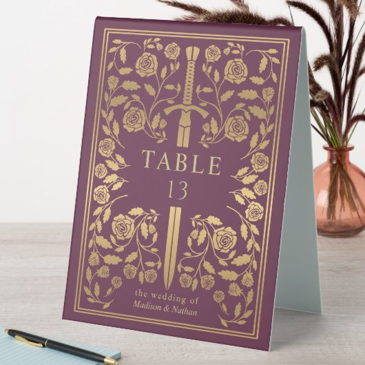 Plaque De Table Mariage d'épée médiévale Mauve (En SItu (Tableau))