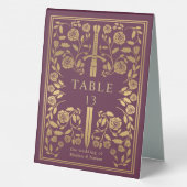 Plaque De Table Mariage d'épée médiévale Mauve (Verso)