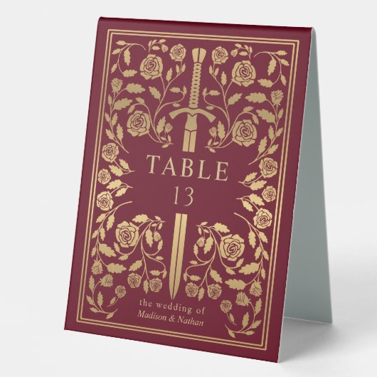 Plaque De Table Mariage d'épée médiévale rouge (Recto)