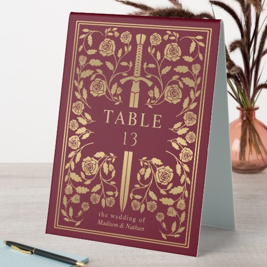 Plaque De Table Mariage d'épée médiévale rouge (En SItu (Tableau))