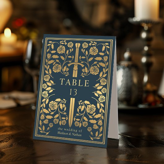 Plaque De Table Mariage d'épée médiévale royale gris
