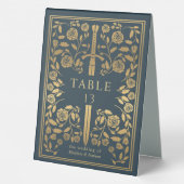 Plaque De Table Mariage d'épée médiévale royale gris (Verso)