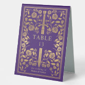 Plaque De Table Mariage d'épée médiévale violette (Recto)